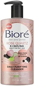 Biore Rose Quartz and Charcoal Daily Purifying Face Wash Cleanser for Oily Skin