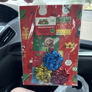 Nintendo Super Mario Birthday/Christmas Wrapping Paper Kit/Set (9 pieces) NEW - Picture 1 of 4