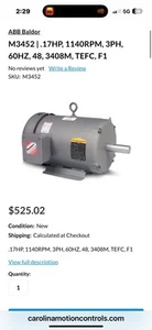 Motore generale BALDOR ELECTRIC M3452 59VY20 - Foto 1 di 3