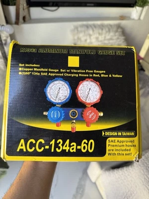 Juego de manómetros de aluminio R134a - Juego de manómetros de aire acondicionado para coche Foto 1 de 3