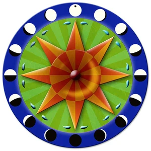 Acht Punkt Stern Mondphasen Hex Schild 14 x 14 rund Blechschild - Bild 1 von 1