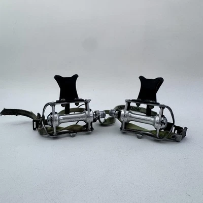 Vintage Kyokuto Pro Ace Pedals 9/16 Christophe Toe Clips Straps KKT-PA Japan A18 - Image 1 of 4