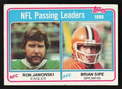 1981 Topps #1 1980 Passing Leaders (Ron Jaworski / Brian Sipe) LL Card TCCCX - Image 1 of 2