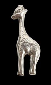 Lindo broche pinback jirafa de plata de ley - Imagen 1 de 3