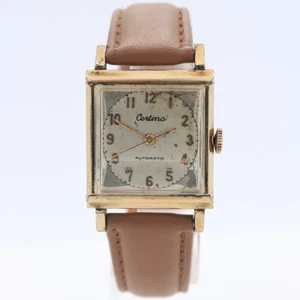 Vintage Certina Square Silver Corner Men's Automatic Wristwatch 21-0114 Swiss - Picture 1 of 4