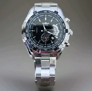 Orologio Uomo Winner TM340 Scheletro Tach Meccanico Automatico Sportivo Quadrante Nero - Foto 1 di 9