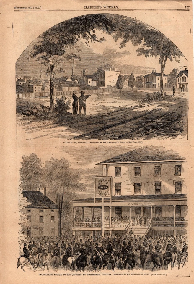 1862 Harpers Weekly November 29 - Warrenton VA - McCLellan says good-bye - Image 1 of 1