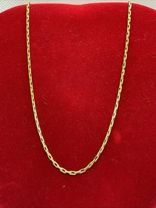 ITALY VINTAGE HANDMADE Solid 14K Yellow Gold Diamond Cut Link Chain Necklace - Picture 1 of 17