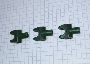 3 pieces Technic 2 by 3 Axle Connector Socket Dark Green and Black Rubber - Picture 1 of 24