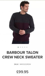 Barbour Grey Crew Neck Jumpers 