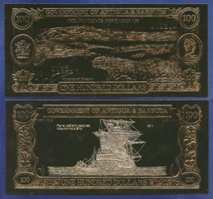 ANCA & BARBUDA 100 DOLLAR 23K GOLD FOLIE PIERRE LeGRAND NIMMT VICE AD VERSAND - Bild 1 von 1