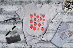 Strawberries Shirt, Strawberry Shirt, Garden Shirt, Fruits Shirt, Cute Strawberr - Picture 1 of 7
