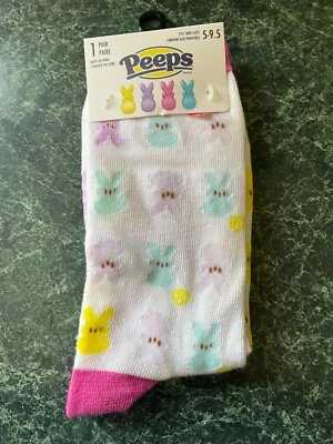 NUEVO PEEPS Blanco con Multicolor Conejito Pascua Crew Calcetines Unisex Adulto Talla 5-9.5 Foto 1 de 4