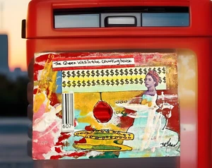 Die Königin war im Grafenhaus - Original Collage Stempel Surrealismus Kunst ACEO - Bild 1 von 5