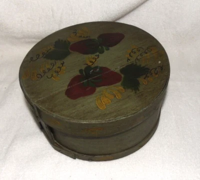Cheese Box Round Hoop Wisconsin Tole Painted Vintage - Image 1 of 4