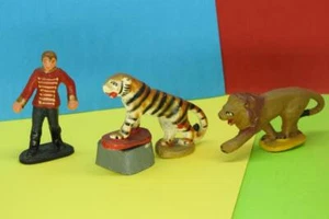 WEND-AL TOYS 1948 SOLID ALUMINIUM CIRCUS LION TAMER LION TIGER & RARE CIRCUS TUB - Picture 1 of 8