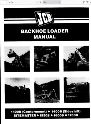 JCB 1400B 1550B 1600B 1700B Retroexcavadora Cargador Operador Manual PDF USB Foto 1 de 4