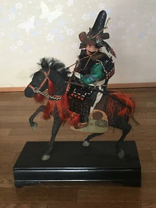 32cm Japanese Antique SAMURAI Armor YOROI Doll MUSHA NINGYO with Horse - Picture 1 of 12