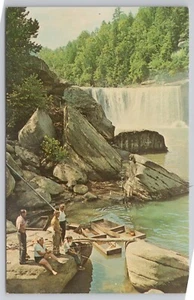 Fishing Below Falls Cumberland State Park Kentucky KY Unp Chrome Postcard - Picture 1 of 2
