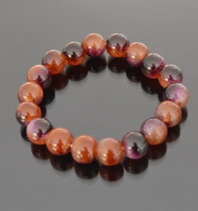Achat Armband Edelstein Perlen 10 mm Rund Elastisch 10 mm Braun-Orange-Violette - Bild 1 von 1