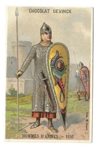 Hommes d'Armes 1150 - Soldat Guerre - Chromo Chocolat Devinck - Trade card - Bild 1 von 2