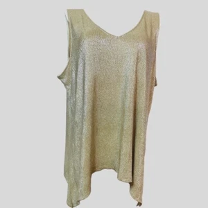 Lane Bryant Womens 26/28 Gold Sparkle Evening Party Tank Top - Picture 1 of 12