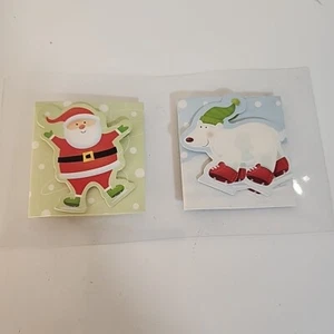Santa & White Bear on Scates gift stickies pop out - _brand new_ - Picture 1 of 9