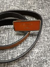 Women's Medium PRADA Orange Leather 3/4" x 38”Belt W Rectangle Buckle