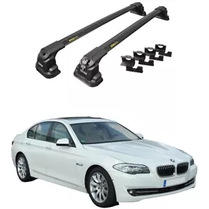 Juego de 2 piezas de barras transversales para portaequipajes BMW Serie 5 F10 sedán 2010-2017 negro - Imagen 1 de 10