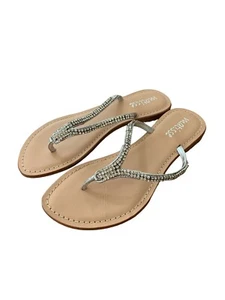 Matisse Women's Leather Sandals 6 M. Flats Rhinestone Bling Thong Style - Picture 1 of 7