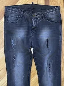 Dsquared2 Men’s Distressed Jeans Black/Gray Size W50 L34 Made In Italy - Picture 1 of 10