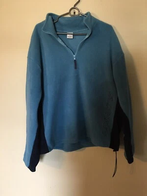 Old Navy 1/4 Zip Fleece 2 Tone Blue Teal And Navy With Embroidered Logo XL - Image 1 of 4