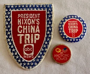 NIXON 1972 CHINA TRIP ABC NEWS BUTTON PLUS CLOTH PATCH -- RARE -- free shipping! - Picture 1 of 1
