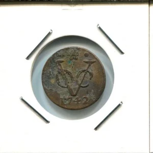 1742 HOLLAND VOC DUIT NETHERLANDS INDIES NEW YORK COLONIAL PENNY #VOC2434.7U - Picture 1 of 3
