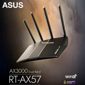 ASUS RT-AX57 AX3000 Dual-Band Wi-Fi 6 Wireless Router Gaming & Streaming, AiMesh - Picture 1 of 1