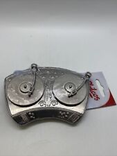 Double Turntable / Record Player Belt Buckle for 1.75 Inch Belt. Silver Color