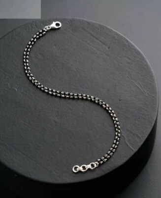 Bracciale Mangalsutra a mano in argento sterling 925 con doppia corda per... - Immagine 1 di 3