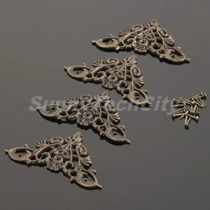 4 x Vintage Metall Deko Eckschutz Truhe Koffer Box Buch D - Bild 1 von 10