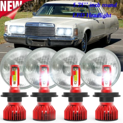 5.75" 5 3/4 LED Headlights HI-LO Beam For Chrysler New Yorker 1967-70 72 74 Base - Imagem 1 de 4