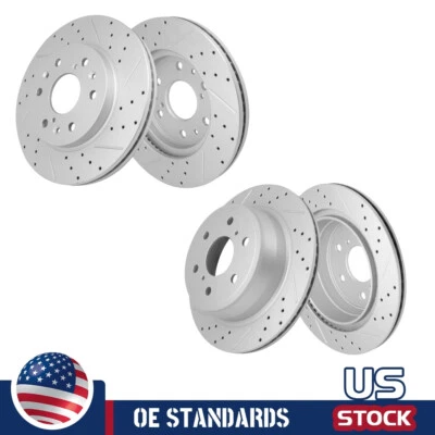 For Chevy Silverado 1500 GMC Sierra Yukon XL Front Rear Drilled Disc Brake Rotor - Image 1 of 4