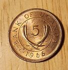 Uganda 5 Cents 1966 Foreign Coin Five Africa Bank of African Tusks Bronze Money