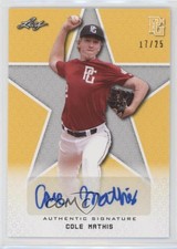 2020 Leaf Perfect Game National Showcase Yellow /25 Cole Mathis #BA-CM5 Auto