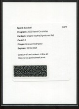 2023 PANINI CHRONICLES ORIGINS RC GRAYSON RODRIGUEZ RED SIGNATURE AUTO /#