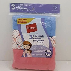 New 3 Pack Hanes Ultimate Girls' 100% Cotton Stretch Boy Short Panties Size 12 - Picture 1 of 6