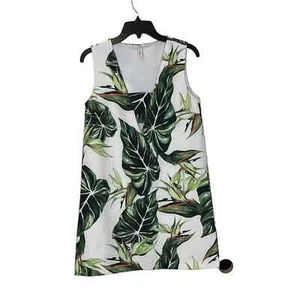State Of Being Palm Leaf Holiday Mini Shift Dress Cut Out V-Neck Lined Women XS - Picture 1 of 8