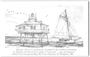 Postal de colección Hooper Strait Lighthouse Tangier Sound St. Michaels, Maryland - Imagen 1 de 2