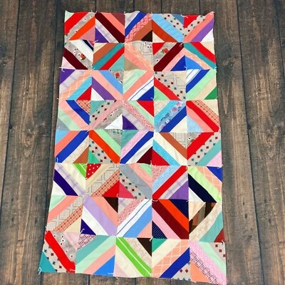 Manta de picnic vintage acolchada a mano de poliéster colorida retazos colcha coche 33x53 Foto 1 de 4