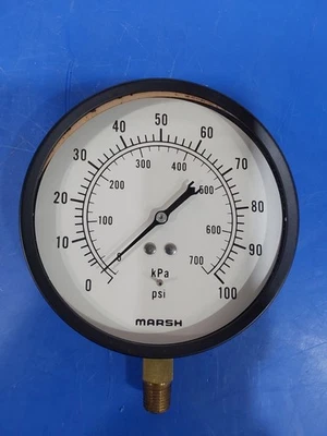 MARSH PRESSURE GAUGE 34693-3, 0-100 PSI, 0-700 KPA - Image 1 of 4