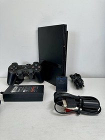 Sony PlayStation 2 Slim PS2 Black Console Bundle OEM- control/cables/memory card