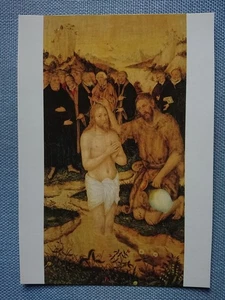 Postal antigua postal postal Lucas Cranach El Bautismo de Cristo Kemberg Altar - Imagen 1 de 2